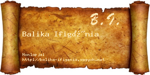 Balika Ifigénia névjegykártya